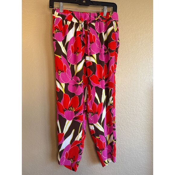 Kate Spade Tropical Hutton Lounge Pants Womens 0 Floral Pink Red - Picture 1 of 6